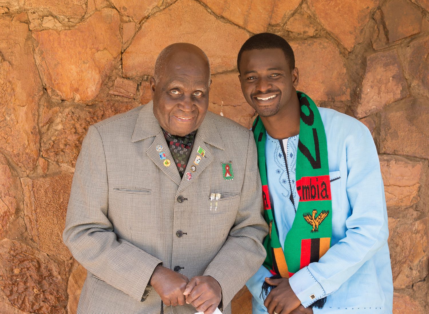 Nelson Madiba Amo with an elder African statesman