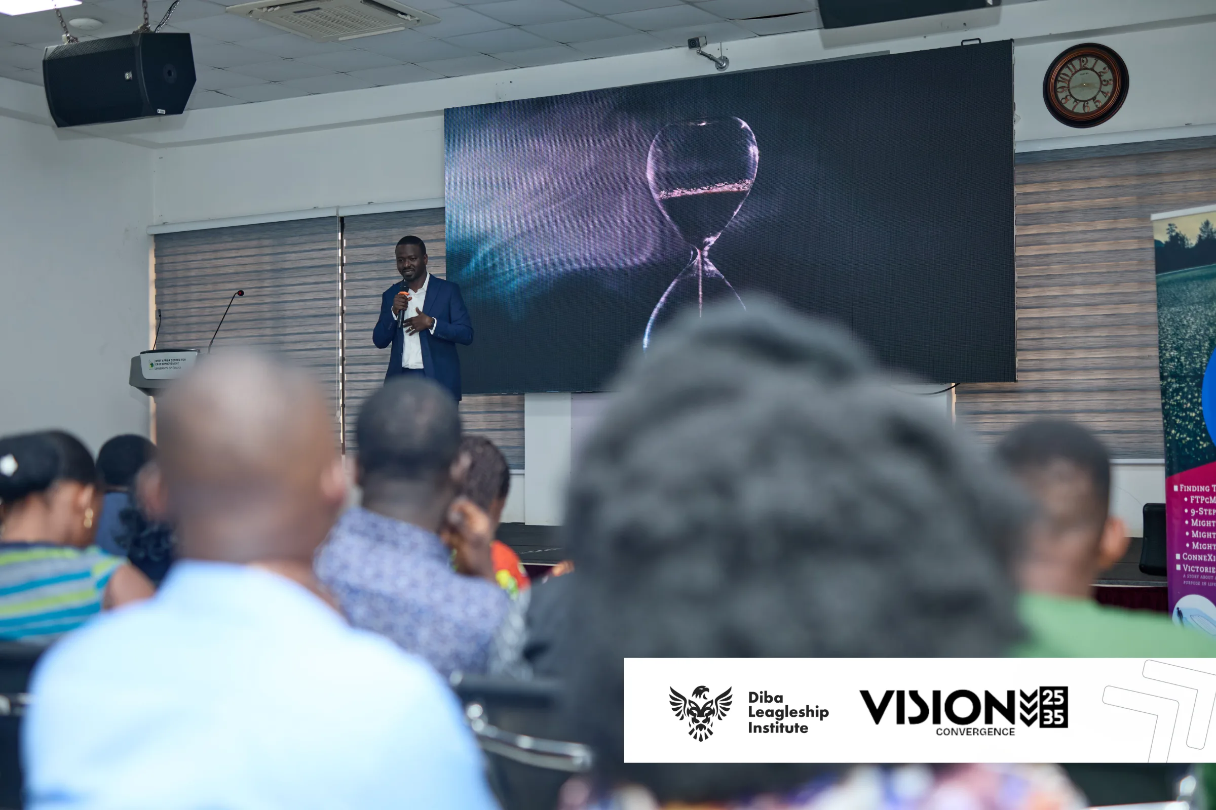 Nelson Madiba Amo delivering a keynote at an innovation bootcamp